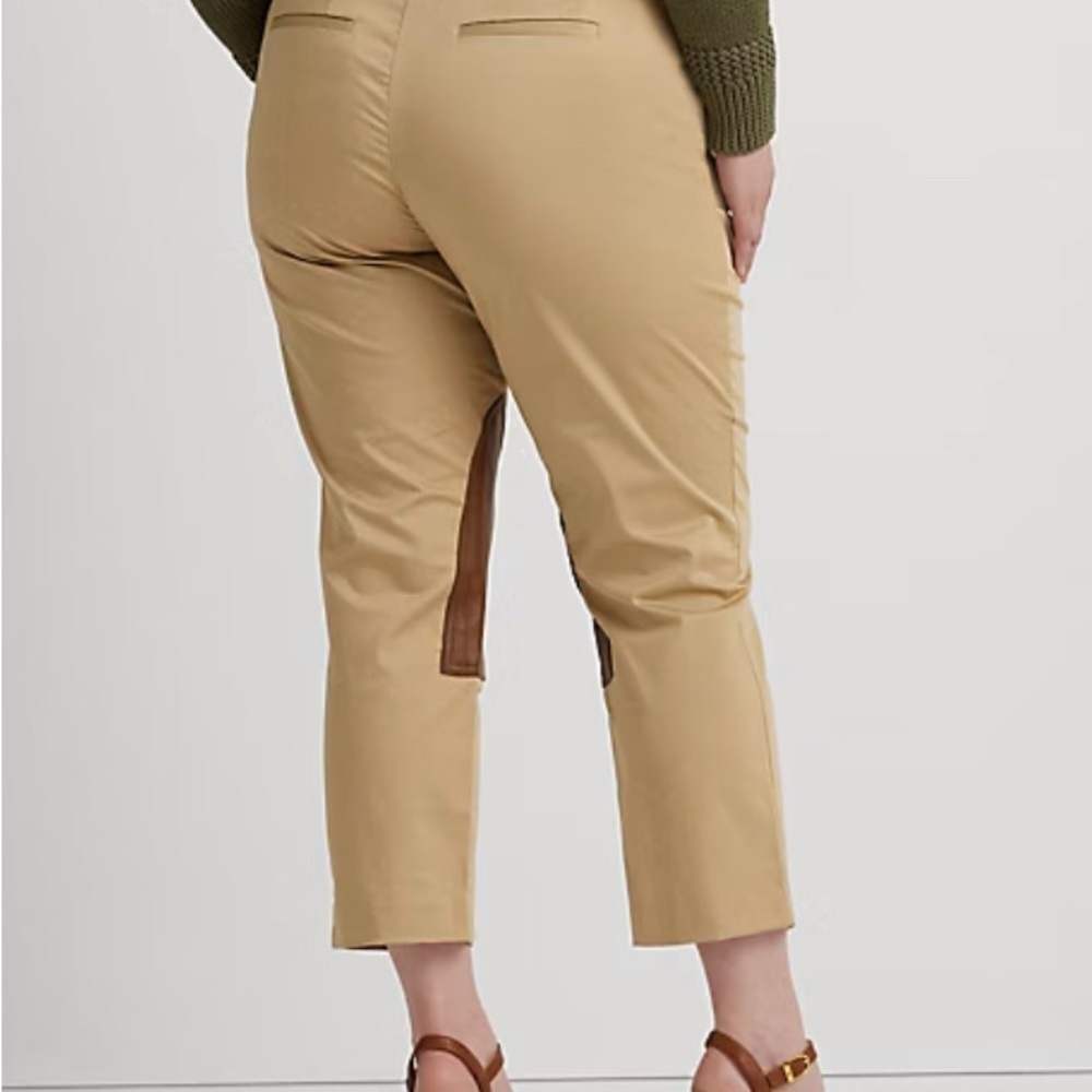 Lauren Ralph Lauren Leather-Trim Stretch Sateen tan Jodhpur Pant - Picture 4 of 5